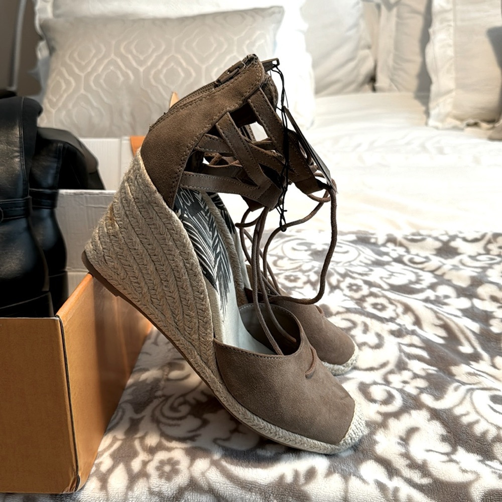 Brand new with tags wedge suede size 10